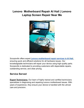 Lenovo  Motherboard Repair Al Hail _ Lenovo Laptop Screen Repair Near Me