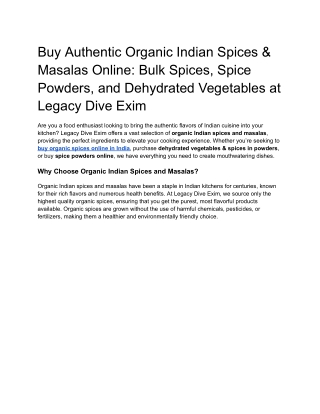 Buy Authentic Organic Indian Spices & Masalas Online_ Bulk Spices, Spice Powders, and Dehydrated Vegetables at Legacy Di