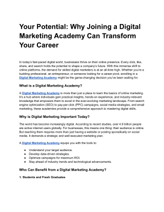 Your Potential_ Why Joining a Digital Marketing Academy Can Transform Your Career