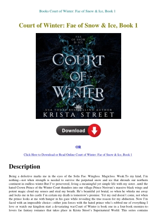 Books Court of Winter Fae of Snow & Ice  Book 1