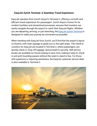 EasyJet Zurich Terminal_ A Seamless Travel Experience