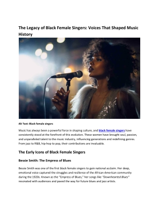 The Legacy of Black Female Singers