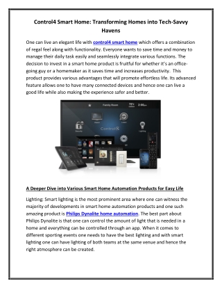 Control4 Smart Home Transforming Homes into Tech-Savvy Havens