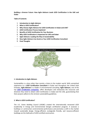 Building a Greener Future: How Agile Advisors Leads LEED Certification in UAE