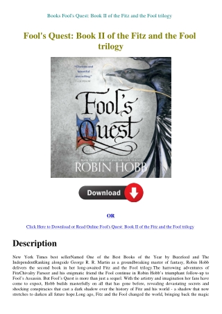 Books Fool's Quest Book II of the Fitz and the Fool trilogy