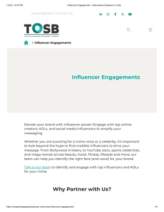 Influencer Engagements - Motivational Speakers in India