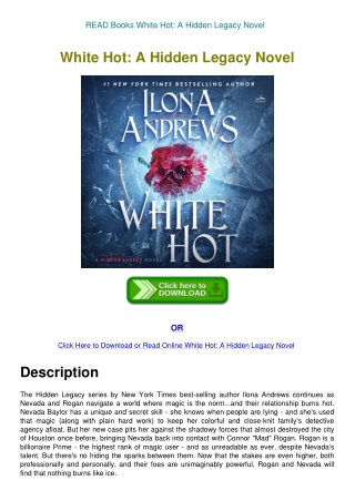 READ Books White Hot A Hidden Legacy Novel