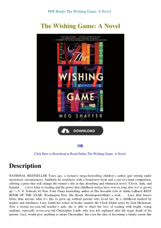 PDF Books The Wishing Game A Novel