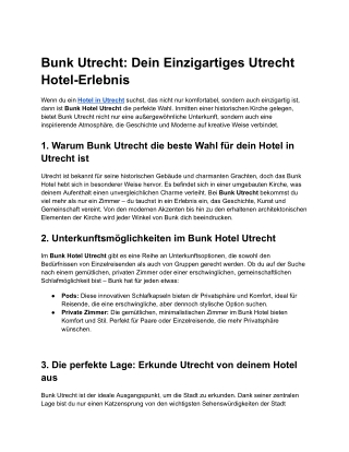 Bunk Utrecht: Dein Einzigartiges Utrecht Hotel-Erlebnis
