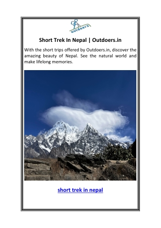 Short Trek In Nepal  Outdoers.in