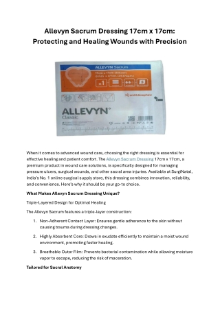 Allevyn Sacrum Dressing 17cm x 17cm: Precision Wound Care