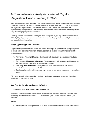 A Comprehensive Analysis of Global Crypto Regulation Trends Leading to 2025