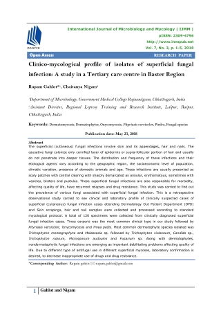 Clinico-mycological profile of isolates of superficial fungal infection: A study