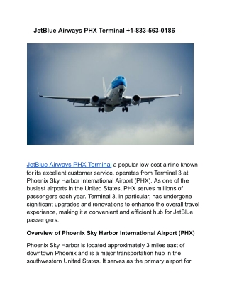 JetBlue Airways PHX Terminal  1-833-563-0186