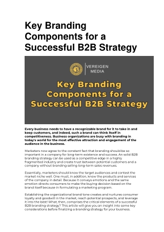 Key Branding Components for a Successful B2B Strategy