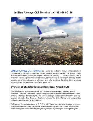JetBlue Airways CLT Terminal    1-833-563-0186
