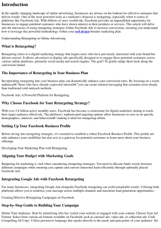 “Using Retargeting Strategies in Facebook Ads to Increase Conversions”