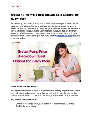 Breast Pump Price Breakdown_ Best Options for Every Mom