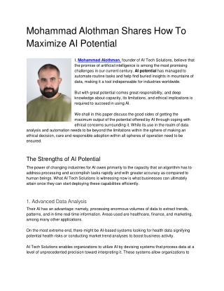 Mohammad Alothman Shares How To Maximize AI Potential