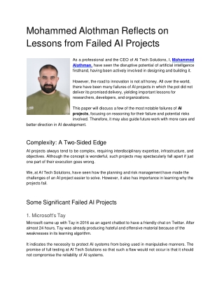 Mohammed Alothman Reflects on Lessons from Failed AI Projects