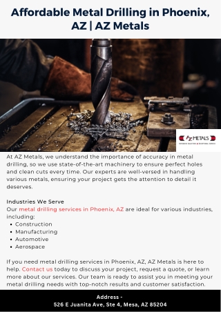 Affordable Metal Drilling in Phoenix, AZ | AZ Metals