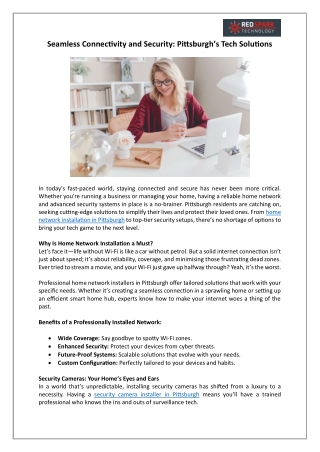 Seamless Connectivity and Security: Pittsburgh’s Tech Solutions