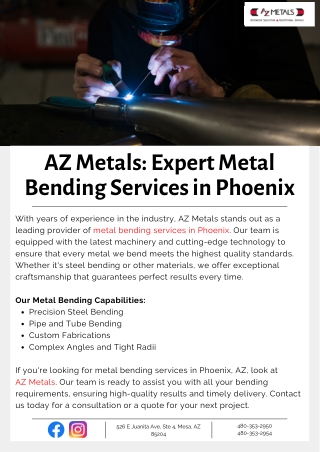 AZ Metals: Expert Metal Bending Services in Phoenix, AZ