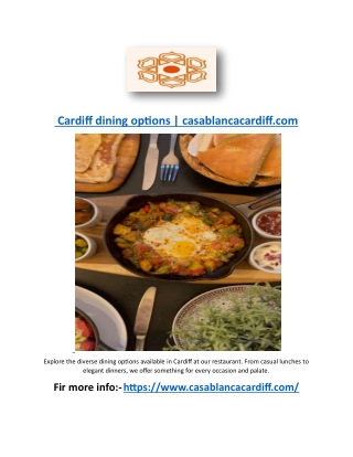 Cardiff dining options | casablancacardiff.com