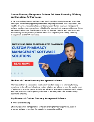 Custom Pharmacy Management Software Solutions_ Enhancing Efficiency and Compliance for Pharmacies