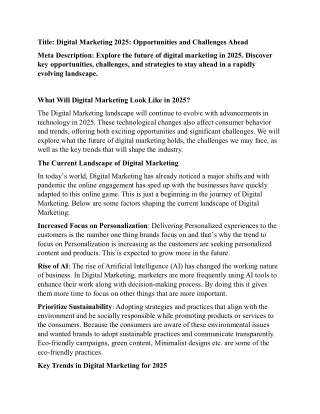 Digital Marketing 2025