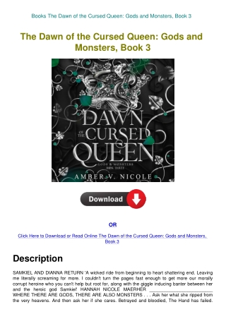 Books The Dawn of the Cursed Queen Gods and Monsters  Book 3