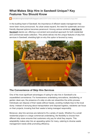 What Makes Skip Hire in Sandwell Unique Key Features You Should Know