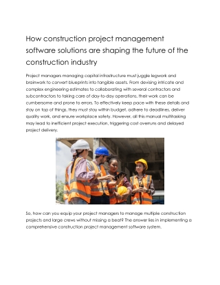 How construction project management software solutions are shaping the future of the construction industry