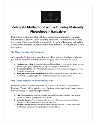 Celebrate Motherhood with a Stunning Maternity Photoshoot in Bangalore