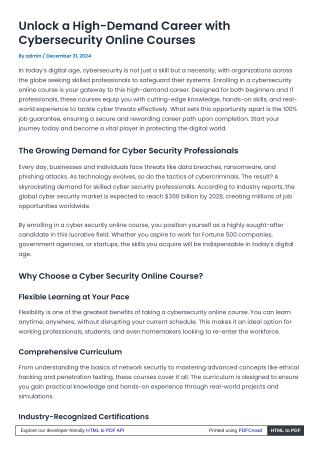 Cybersecurity Online Classes – Learn & Protect