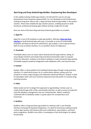 Best Drag and Drop Android App Builder