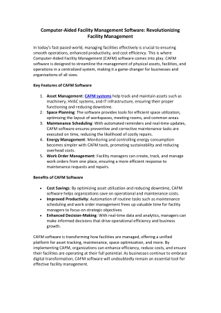 Computer-Aided Facility Management Software