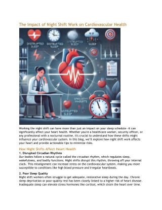 The Impact of Night Shift Work on Cardiovascular Health