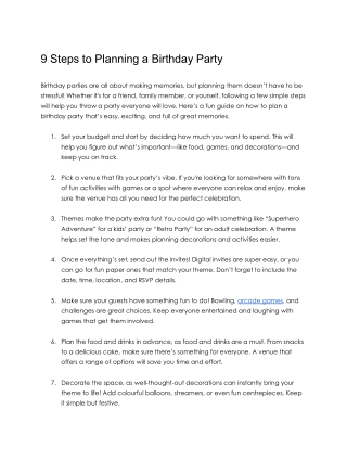 9 Steps to Planning a Birthday Party