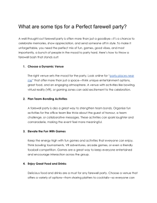 What are some tips for Perfect farewell party