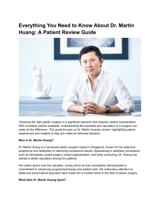 Everything You Need to Know About Dr. Martin Huang_ A Patient Review Guide