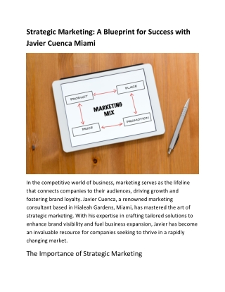 Strategic Marketing: A Blueprint for Success with Javier Cuenca Miami