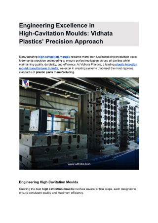 Engineering Excellence in High-Cavitation Moulds_ Vidhata Plastics’ Precision Approach