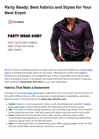 Party Ready: Best Fabrics and Styles for Your Next Event