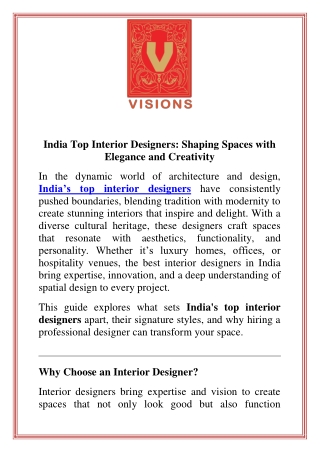 India Top Interior Designers Shaping Spaces with Elegance and Creativity