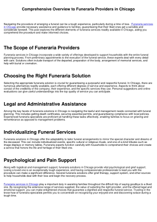 Comprehensive Guide to Funeraria Services in Chicago