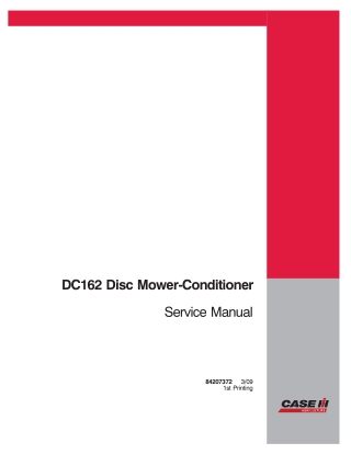 CASE IH DC162 Disc Mower Conditioner Service Repair Manual Instant Download (Part Number 84207372)