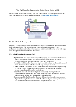 Why Full Stack Development is the Hottest Career Choice in 2024