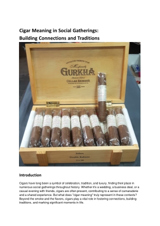 Cigar Meaning in Social Gatherings_ Building Connections and Traditions