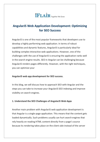 AngularJS Web Application Development: Optimizing for SEO Success